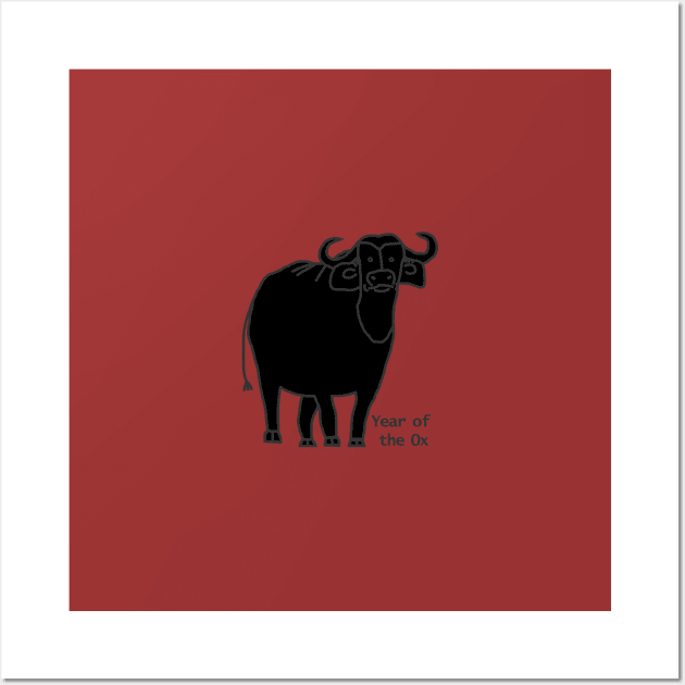 Small Year of the Ox Black Wall Art by ellenhenryart